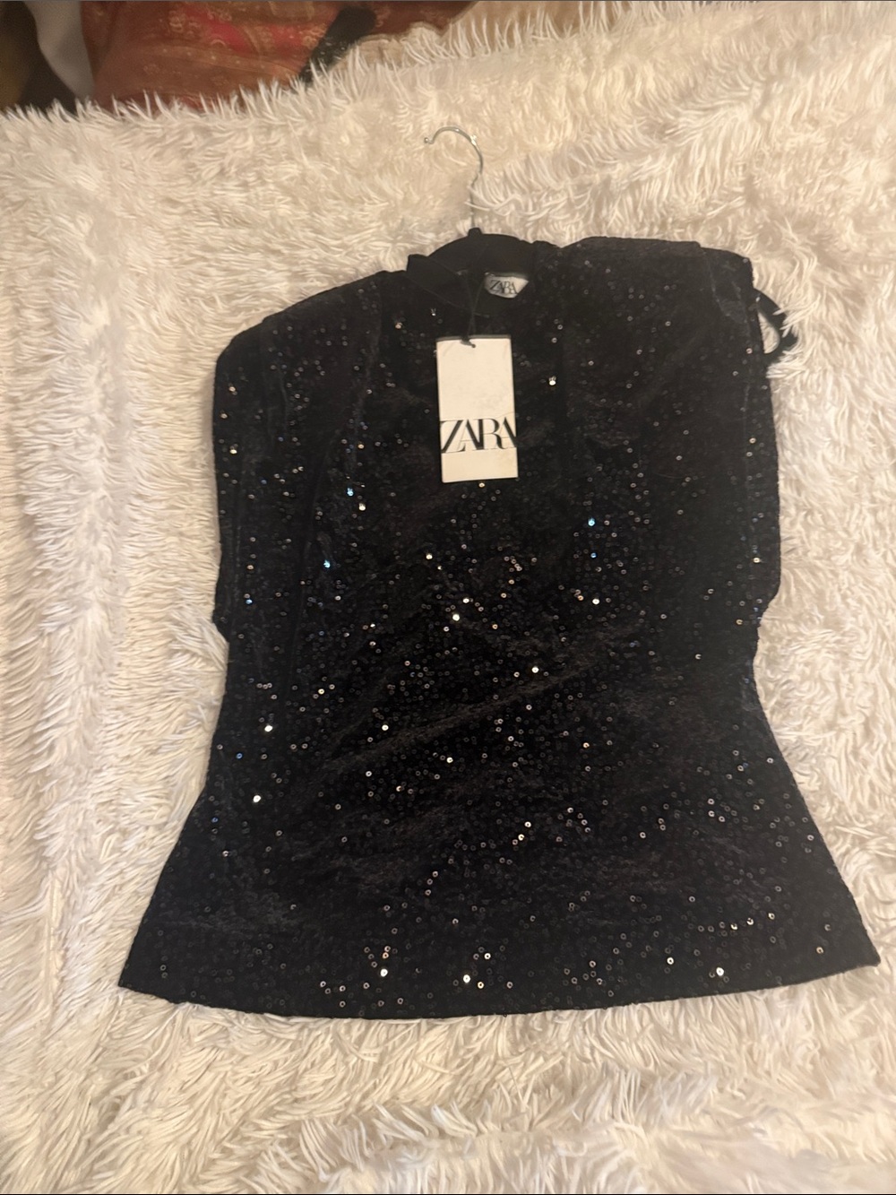 ZARA Black Sequin Sleeveless Camisole